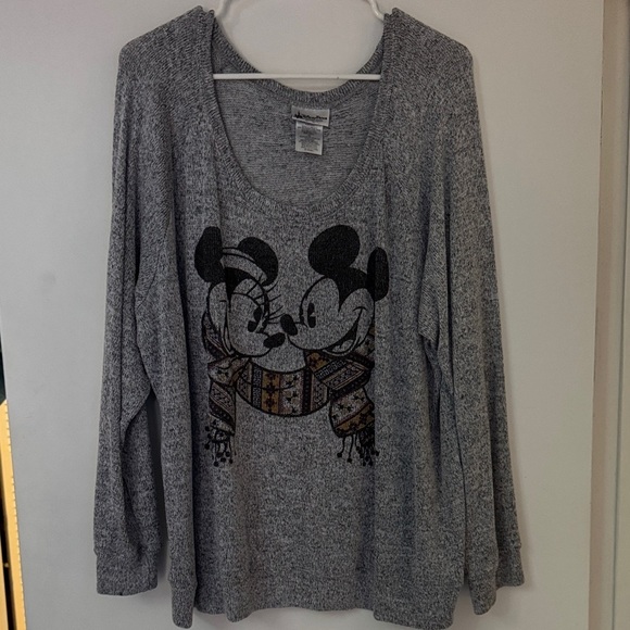 Disney Sweaters - Gray Mickey and Minnie Long Sleeve Top